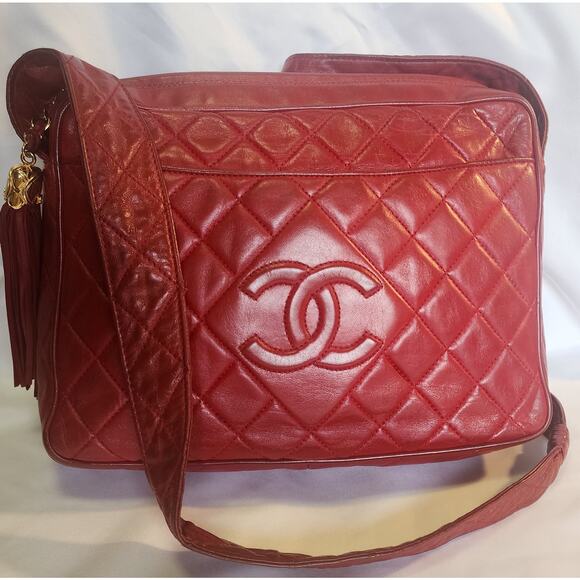 CHANEL Handbags - US Based Authentic Vintage CHANEL Lambskin Quilted CC Tassel Camera shoulder Bag
